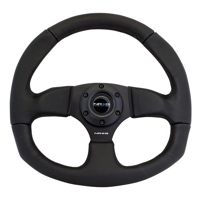 NRG Innovations, 320mm Flat Bottom Leather Grip Steering Wheel - RST-009R