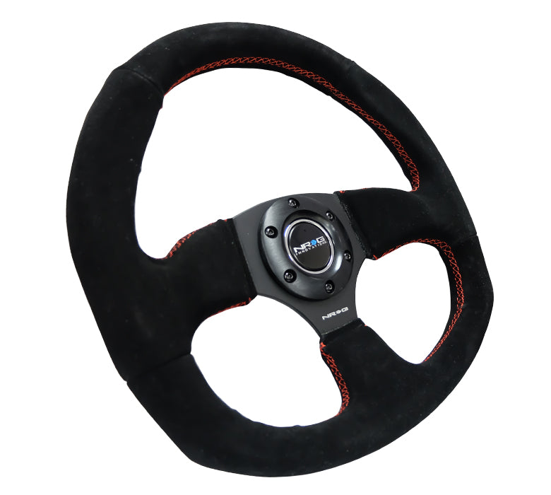 NRG Innovations, 320mm Flat Bottom Suede Grip Steering Wheel - RST-009S-RS