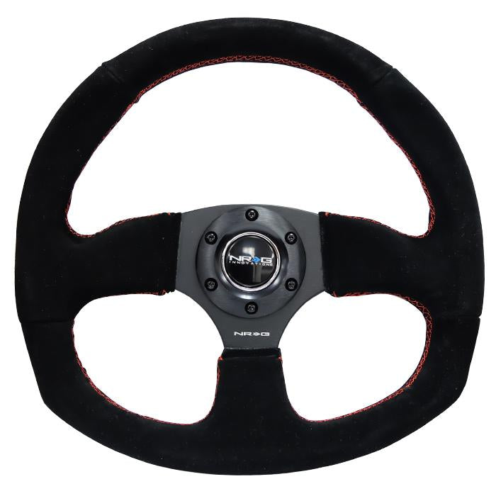 NRG Innovations, 320mm Flat Bottom Suede Grip Steering Wheel - RST-009S-RS