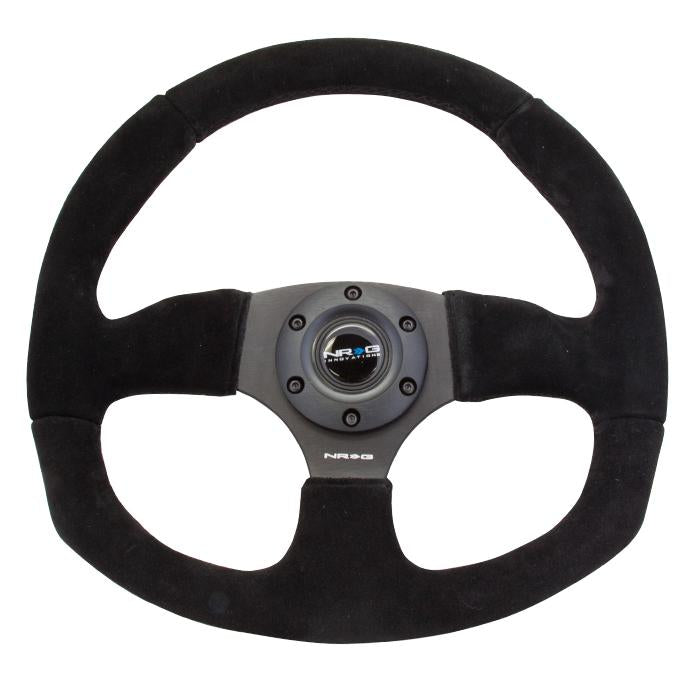 NRG Innovations, 320mm Flat Bottom Suede Grip Steering Wheel - RST-009S