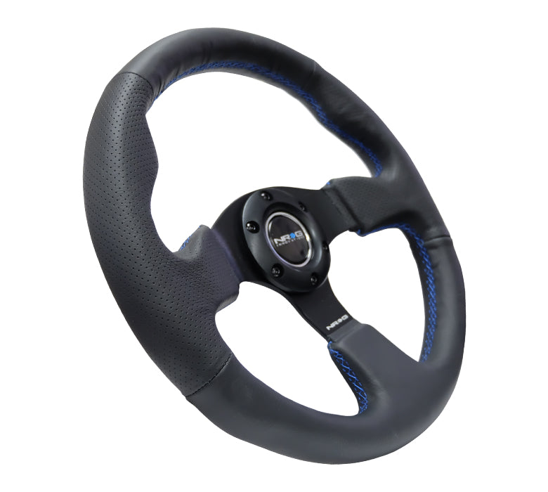 NRG Innovations, 320mm Leather Grip Steering Wheel - RST-012R-BL