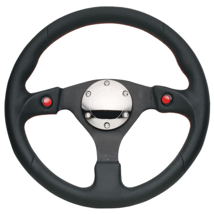 NRG Innovations, 320mm Leather Grip Steering Wheel w/Button - RST-007R