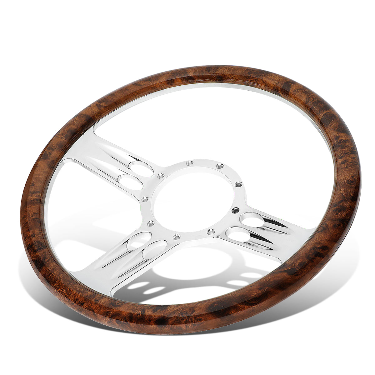 J2 Engineering, 343mm 2.25 in. Deep Dish Banjo Style Wood Grain Grip Steering Wheel