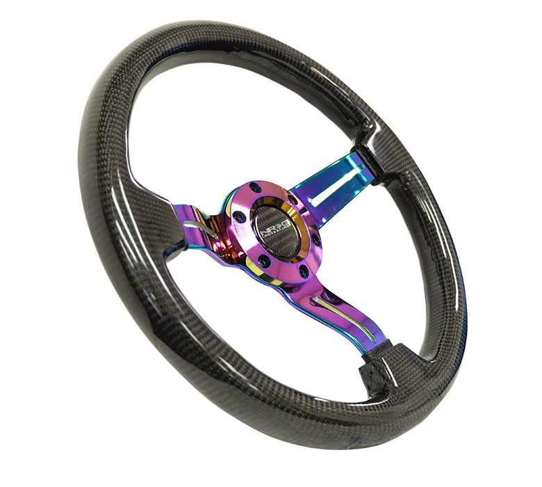 NRG Innovations, 350mm 1.5 in. Deep Dish Carbon Fiber Grip Steering Wheel - ST-010MC-CF