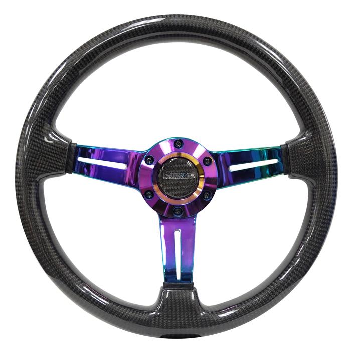 NRG Innovations, 350mm 1.5 in. Deep Dish Carbon Fiber Grip Steering Wheel - ST-010MC-CF