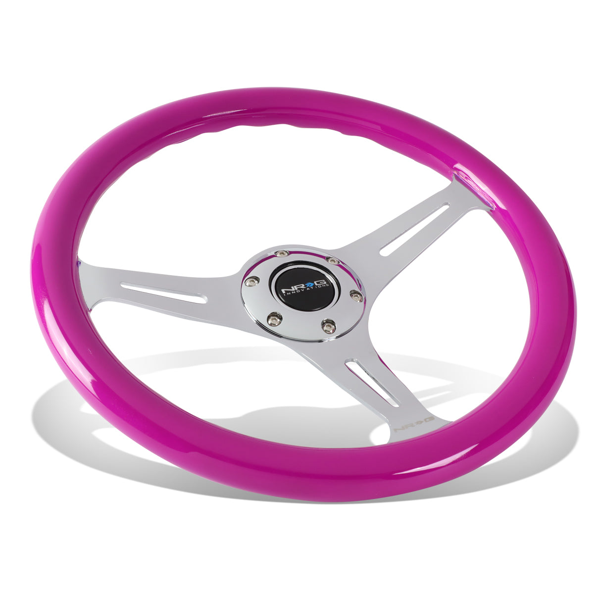 NRG Innovations, 350mm 2 in. Deep Dish Purple Colored Wood Grip Steering Wheel - ST-015CH-NPP