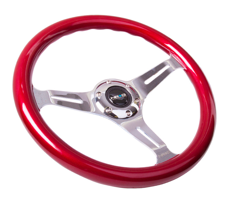 NRG Innovations, 350mm 2 in. Deep Dish Red Colored Wood Grain Steering Wheel - ST-015CH-RD