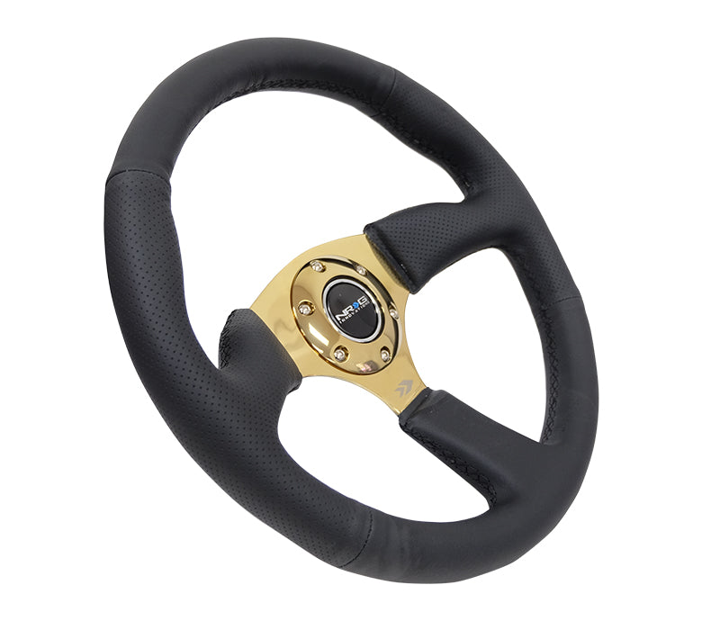 NRG Innovations, 350mm 2.5 in. Deep Dish Leather Grip Steering Wheel - RST-023GD-R