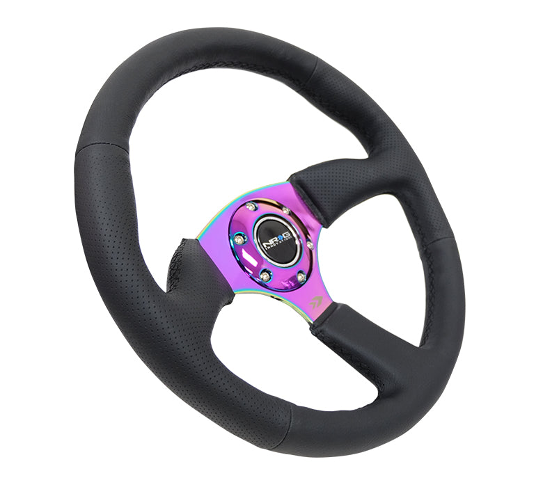 NRG Innovations, 350mm 2.5 in. Deep Dish Leather Grip Steering Wheel - RST-023MC-R