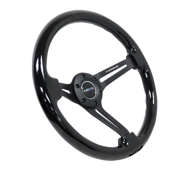 NRG Innovations, 350mm 3 in. Deep Dish Colored Wood Grip Steering Wheel - RST-018BK-BK