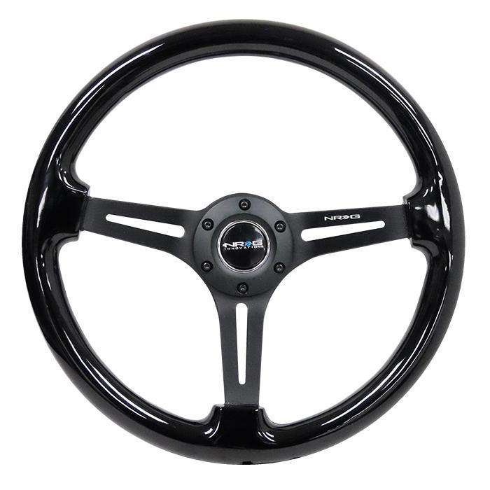 NRG Innovations, 350mm 3 in. Deep Dish Colored Wood Grip Steering Wheel - RST-018BK-BK