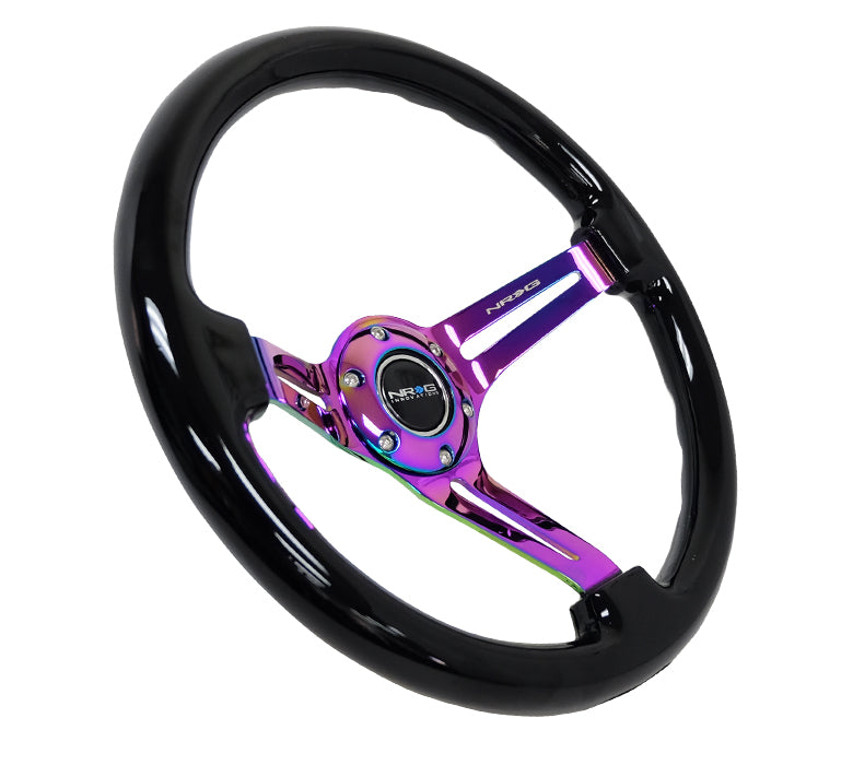 NRG Innovations, 350mm 3 in. Deep Dish Colored Wood Grip Steering Wheel - RST-018BK-MC