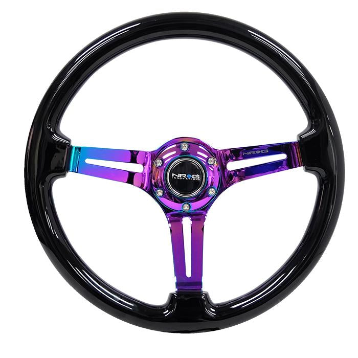 NRG Innovations, 350mm 3 in. Deep Dish Colored Wood Grip Steering Wheel - RST-018BK-MC