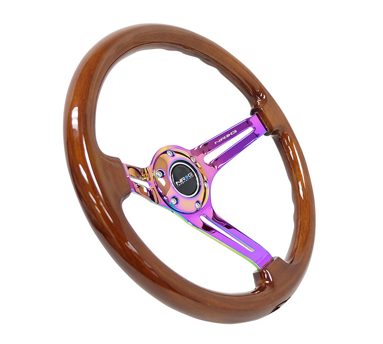 NRG Innovations, 350mm 3 in. Deep Dish Colored Wood Grip Steering Wheel - RST-018BR-MC