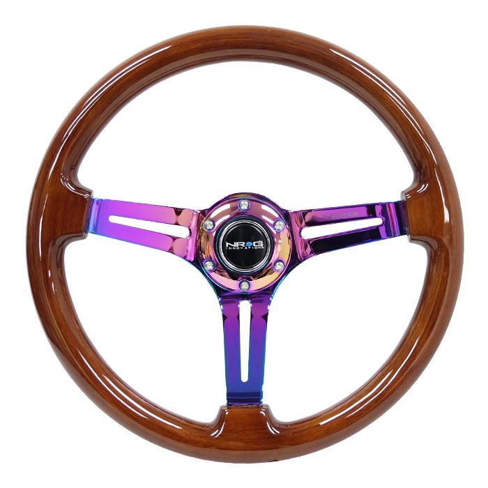 NRG Innovations, 350mm 3 in. Deep Dish Colored Wood Grip Steering Wheel - RST-018BR-MC