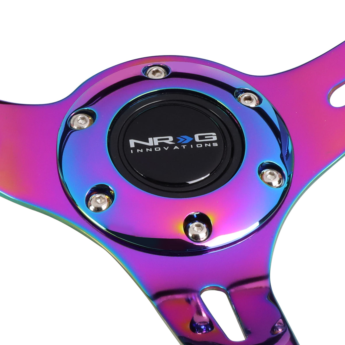 NRG Innovations, 350mm 3 in. Deep Dish Gloss Colored Wood Steering Wheel - RST-055BK-MC