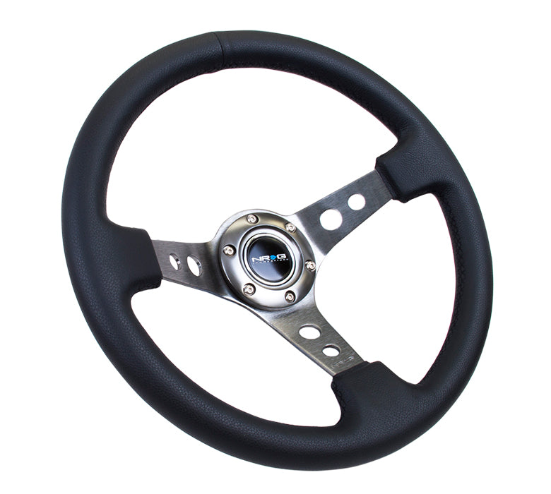 NRG Innovations, 350mm 3 in. Deep Dish Leather Grip Steering Wheel - RST-006GM