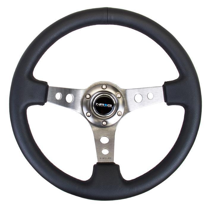 NRG Innovations, 350mm 3 in. Deep Dish Leather Grip Steering Wheel - RST-006GM