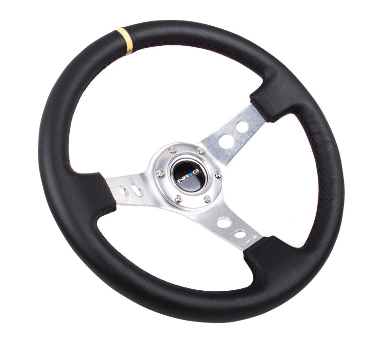 NRG Innovations, 350mm 3 in. Deep Dish Leather Grip Steering Wheel - RST-006SL