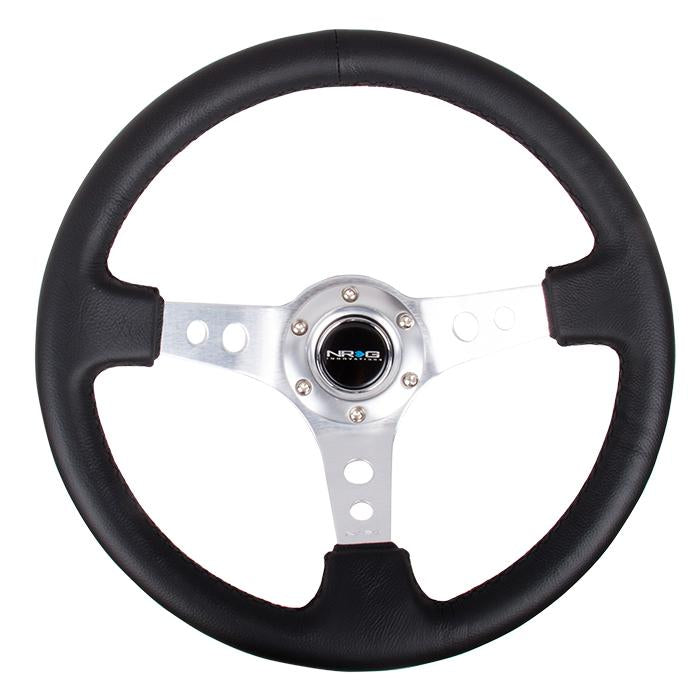 NRG Innovations, 350mm 3 in. Deep Dish Leather Grip Steering Wheel - RST-006SL