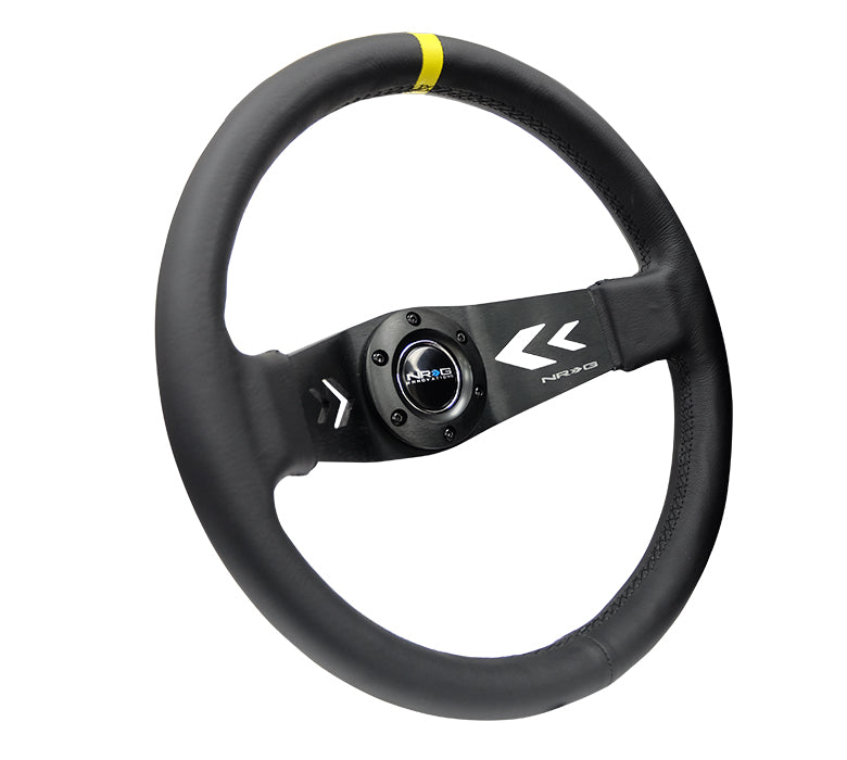 NRG Innovations, 350mm 3 in. Deep Dish Leather Grip Steering Wheel - RST-022R-Y