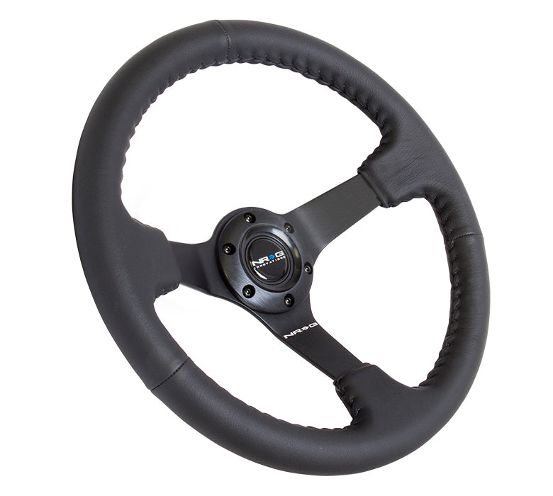 NRG Innovations, 350mm 3 in. Deep Dish Leather Grip Steering Wheel - RST-036MB-R