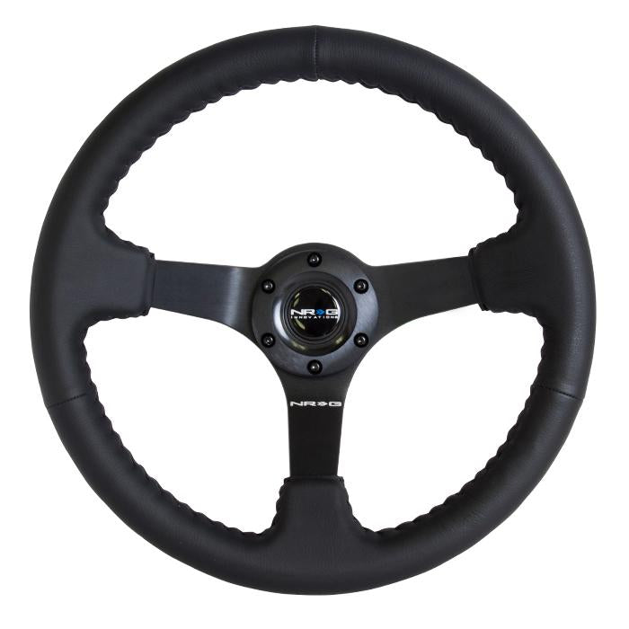 NRG Innovations, 350mm 3 in. Deep Dish Leather Grip Steering Wheel - RST-036MB-R