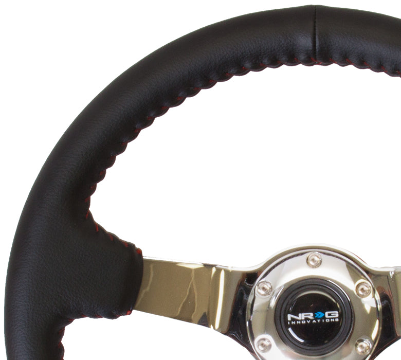 NRG Innovations, 350mm 3 in. Deep Dish Leather Grip Steering Wheel - ST-036CH