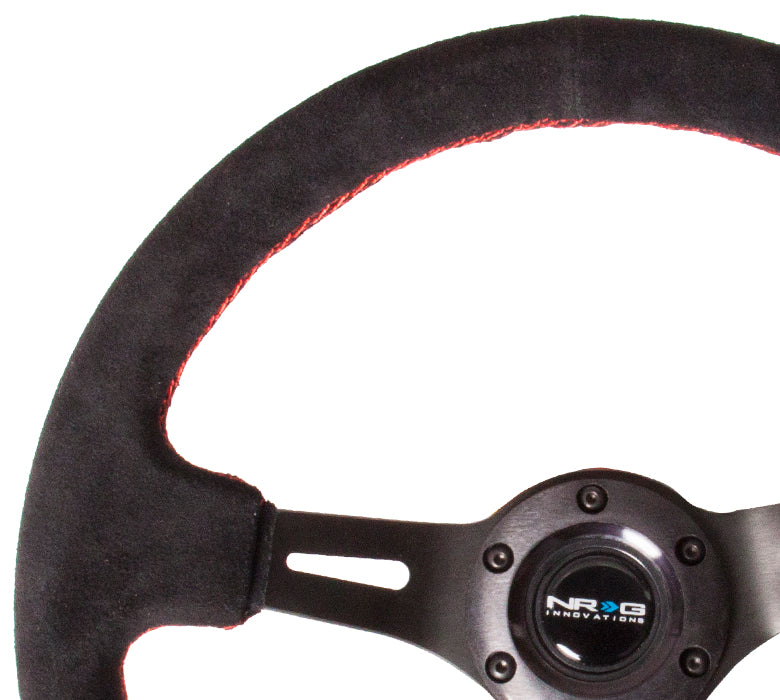 NRG Innovations, 350mm 3 in. Deep Dish Leather Grip Steering Wheel - ST-055S-BKRS