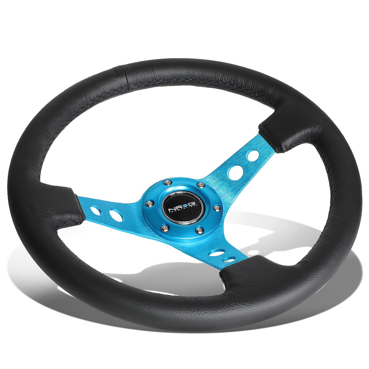 NRG Innovations, 350mm 3 in. Deep Dish Leather Steering Wheel - ST-006NB