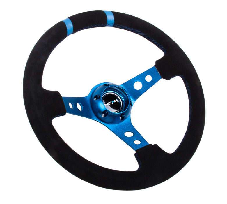 NRG Innovations, 350mm 3 in. Deep Dish Suede Grip Steering Wheel - RST-016S-BL