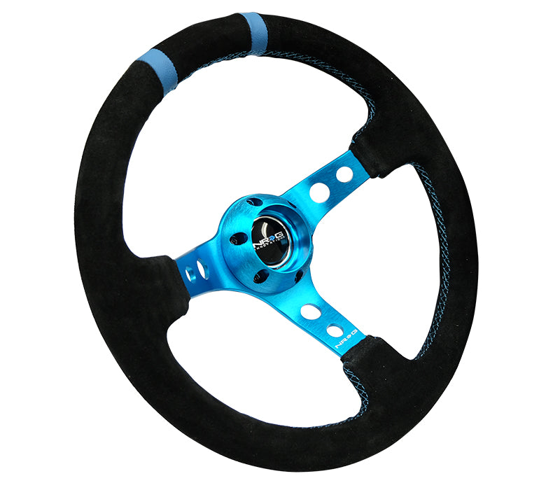 NRG Innovations, 350mm 3 in. Deep Dish Suede Grip Steering Wheel - RST-016S-NB