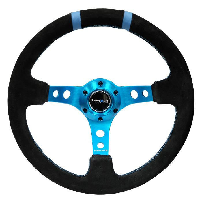 NRG Innovations, 350mm 3 in. Deep Dish Suede Grip Steering Wheel - RST-016S-NB