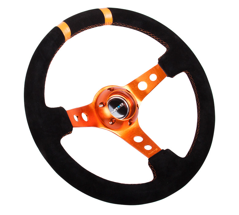 NRG Innovations, 350mm 3 in. Deep Dish Suede Grip Steering Wheel - RST-016S-OR