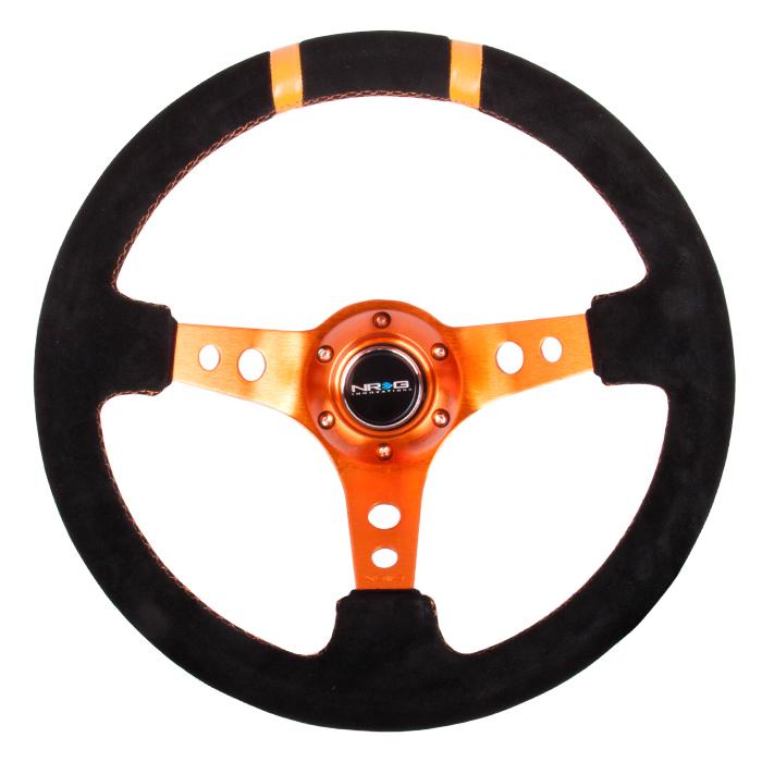 NRG Innovations, 350mm 3 in. Deep Dish Suede Grip Steering Wheel - RST-016S-OR