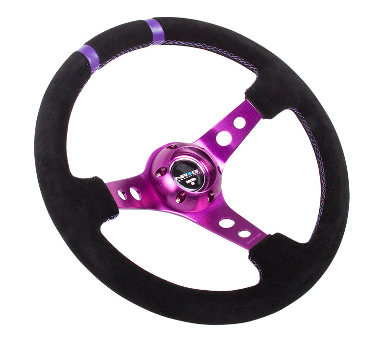 NRG Innovations, 350mm 3 in. Deep Dish Suede Grip Steering Wheel - RST-016S-PP