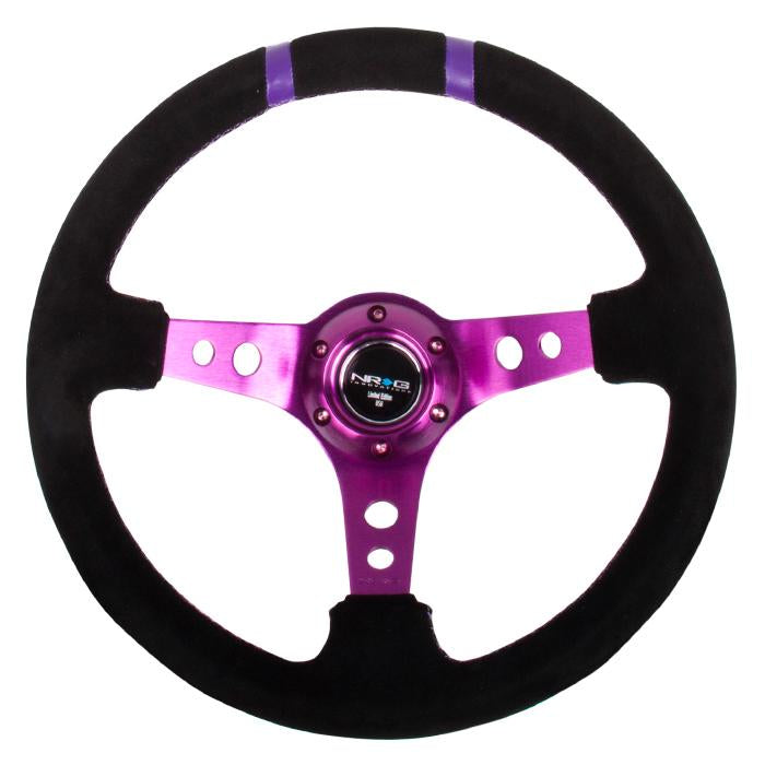 NRG Innovations, 350mm 3 in. Deep Dish Suede Grip Steering Wheel - RST-016S-PP