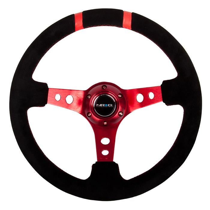 NRG Innovations, 350mm 3 in. Deep Dish Suede Grip Steering Wheel - RST-016S-RD