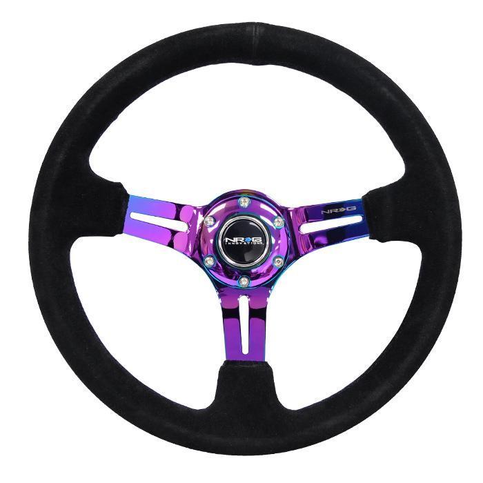 NRG Innovations, 350mm 3 in. Deep Dish Suede Grip Steering Wheel - RST-018S-MCBS