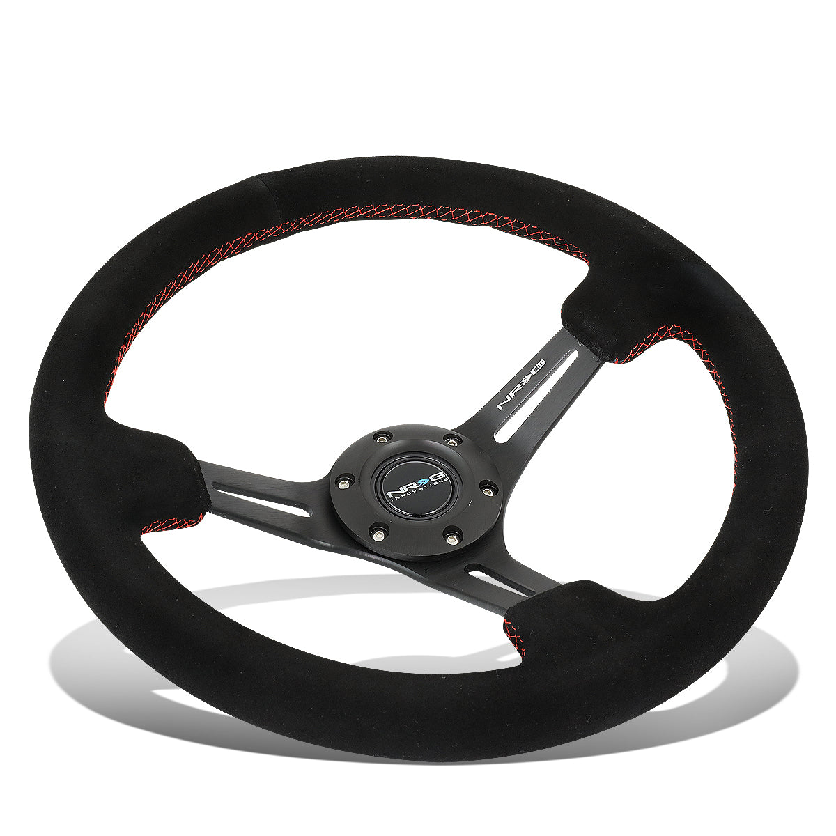 NRG Innovations, 350mm 3 in. Deep Dish Suede Grip Steering Wheel - RST-018S-RS