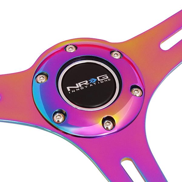 NRG Innovations, 350mm Orange Wood Grain Neochrome Spoke Steering Wheel - ST-015MC-NOR