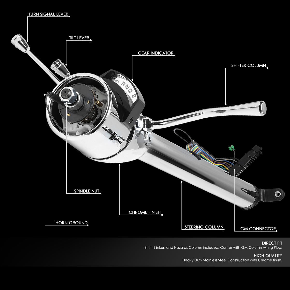 CAAP, 55-59 Chevy GM Hot Rod Automatic AT Column Shift Models 28" Steering Column - Stainless Steel