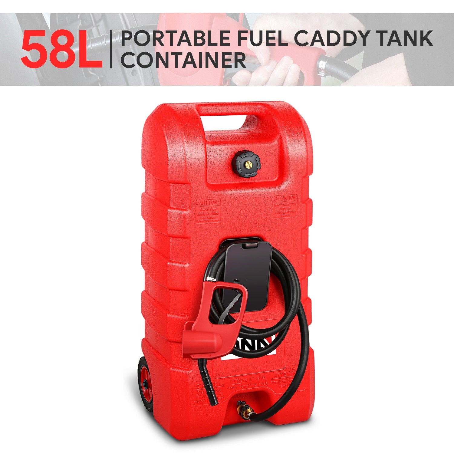 DNA Motoring, 58L Portable Fuel Caddy  2 Gallons per Minute Flow Rate