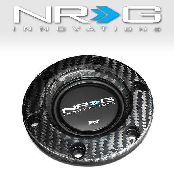 NRG Innovations, 6-Bolt 70mm Spacing Steering Wheel Carbon Fiber Horn Plate+Button - STR-001BC