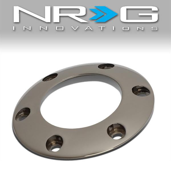 NRG Innovations, 6-Bolt 70mm Spacing Steering Wheel Horn Plate - Chrome Black - STR-001BKC