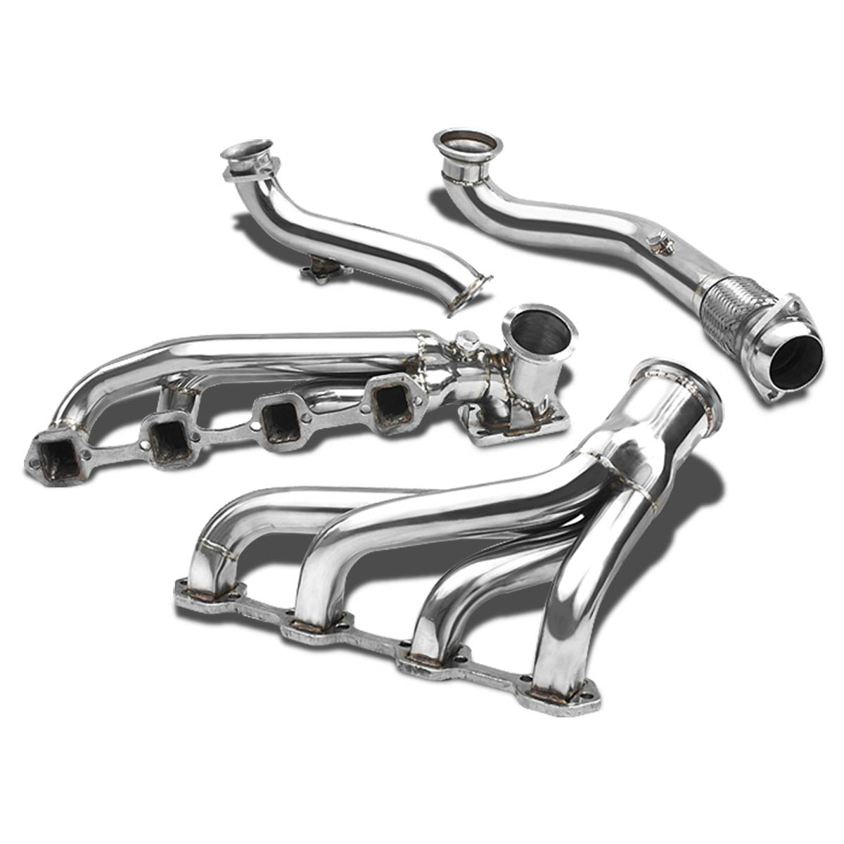 J2 Engineering, 79-93 Ford Mustang 5.0L V8 T4 2.5'' Turbo Manifold w/Cross Pipe - Stainless Steel