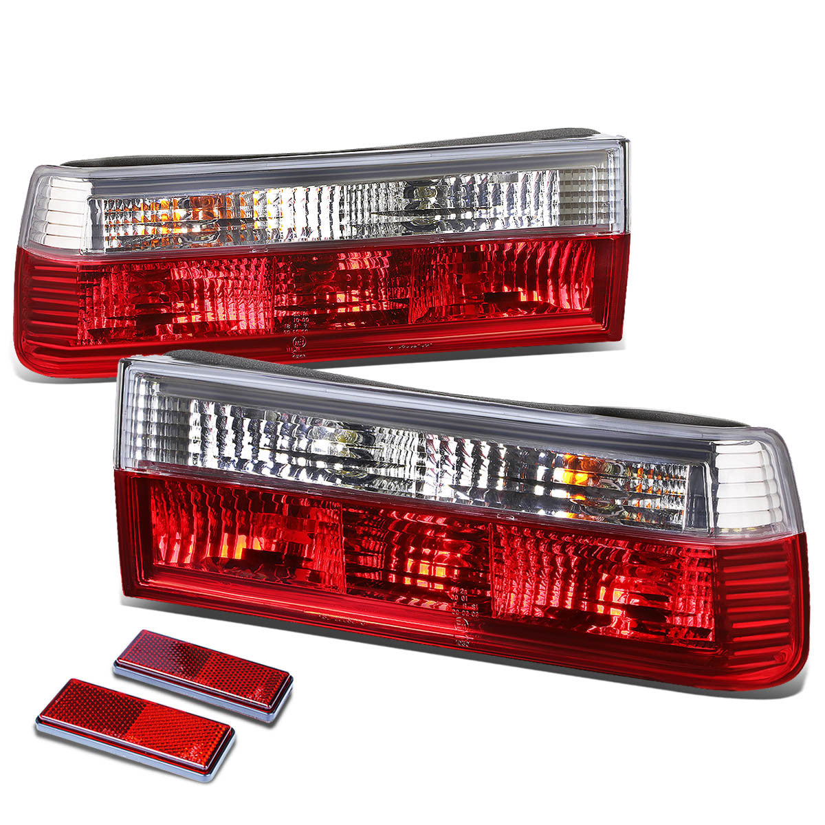 Nuvision Lighting, 84-91 BMW E30 318i 325e 325i M3 Rear Brake Tail Lights - Red/Clear Lens