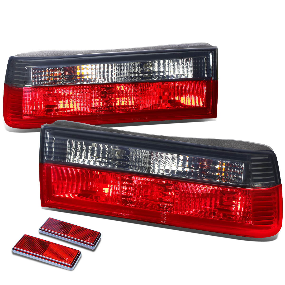 Nuvision Lighting, 84-91 BMW E30 318i 325e 325i M3 Rear Brake Tail Lights - Red/Smoked Lens