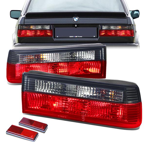 Nuvision Lighting, 84-91 BMW E30 318i 325e 325i M3 Rear Brake Tail Lights - Red/Smoked Lens