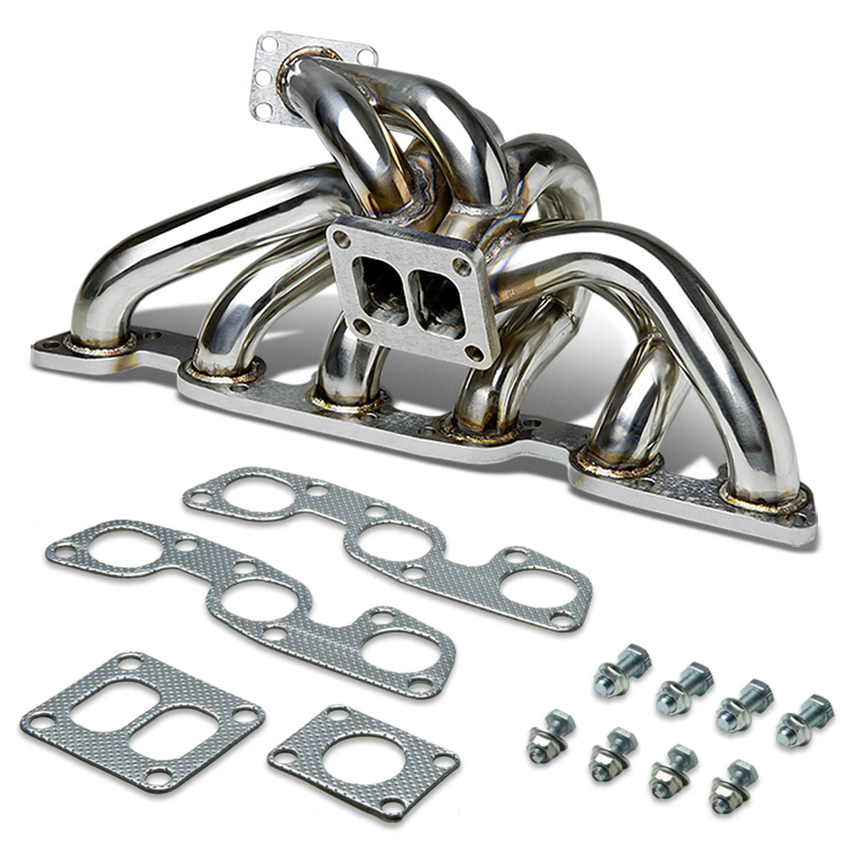 J2 Engineering, 85-99 Nissan Skyline GT-R BNR32 BCNR33 BNR34 2.6L RB26DET T4 Turbo Manifold - Stainless Steel